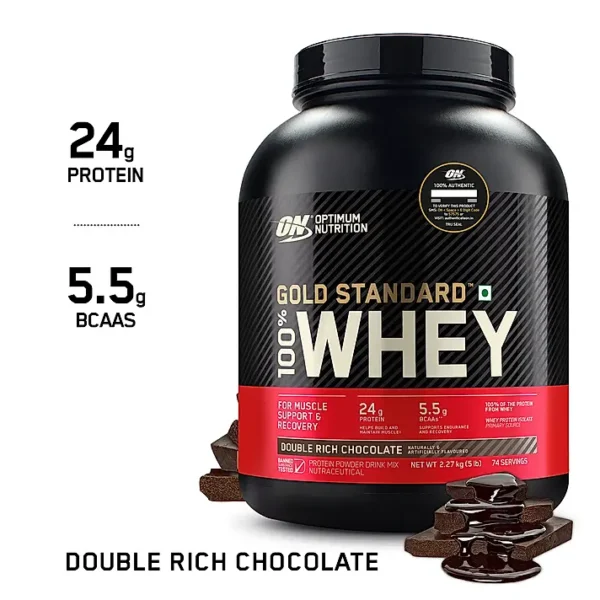 Optimum Nutrition | Gold Standard 100% | Whey Protein | Double Rich Chocolate | 2.27kg (5lbs)