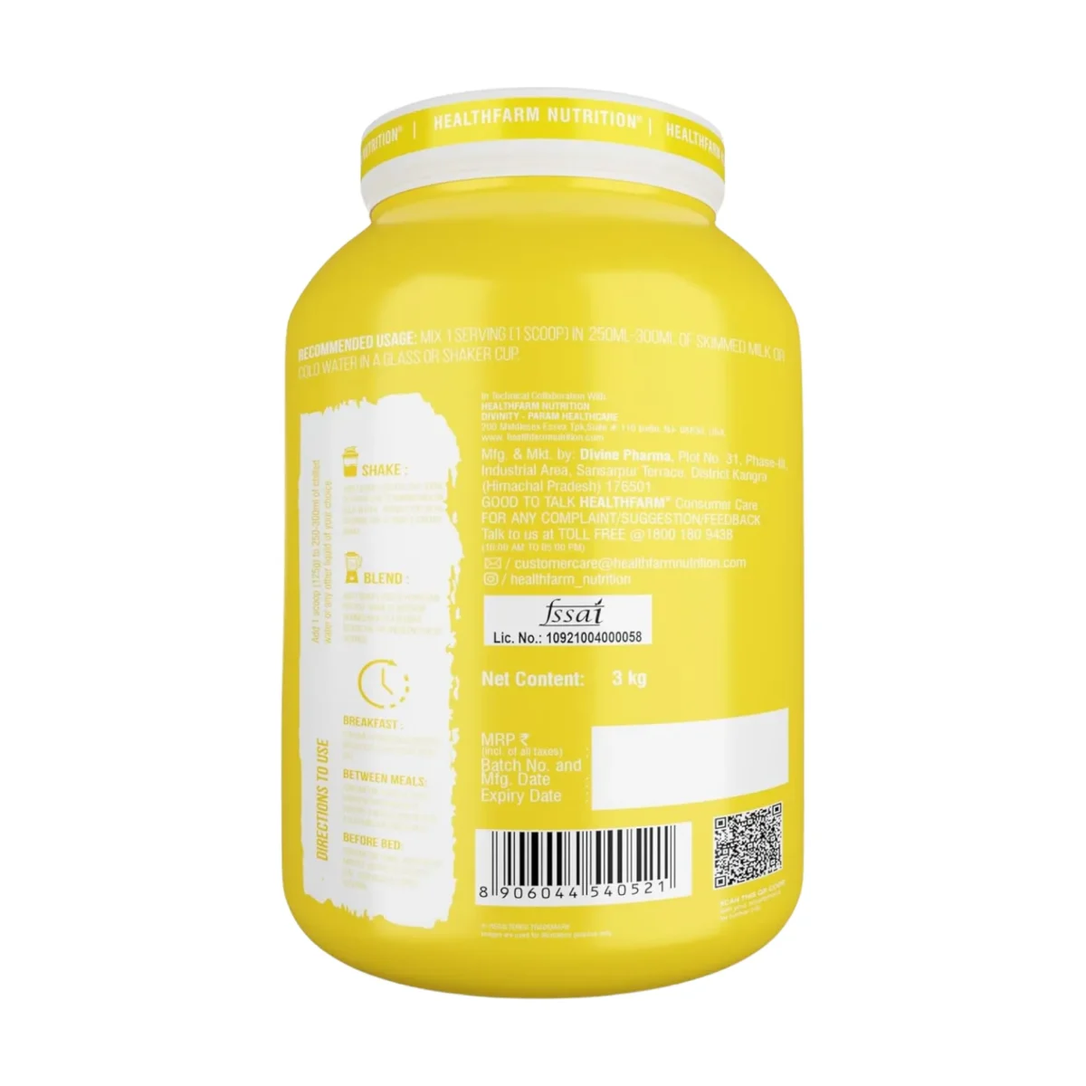 HealthFarm Hydro Gain Mass Gainer 3kg Chocolate Gateau