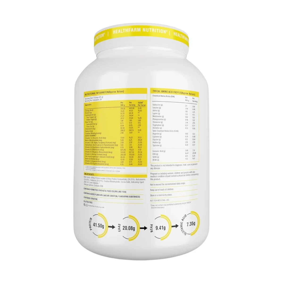 HealthFarm Hydro Gain Mass Gainer 3kg Chocolate Gateau