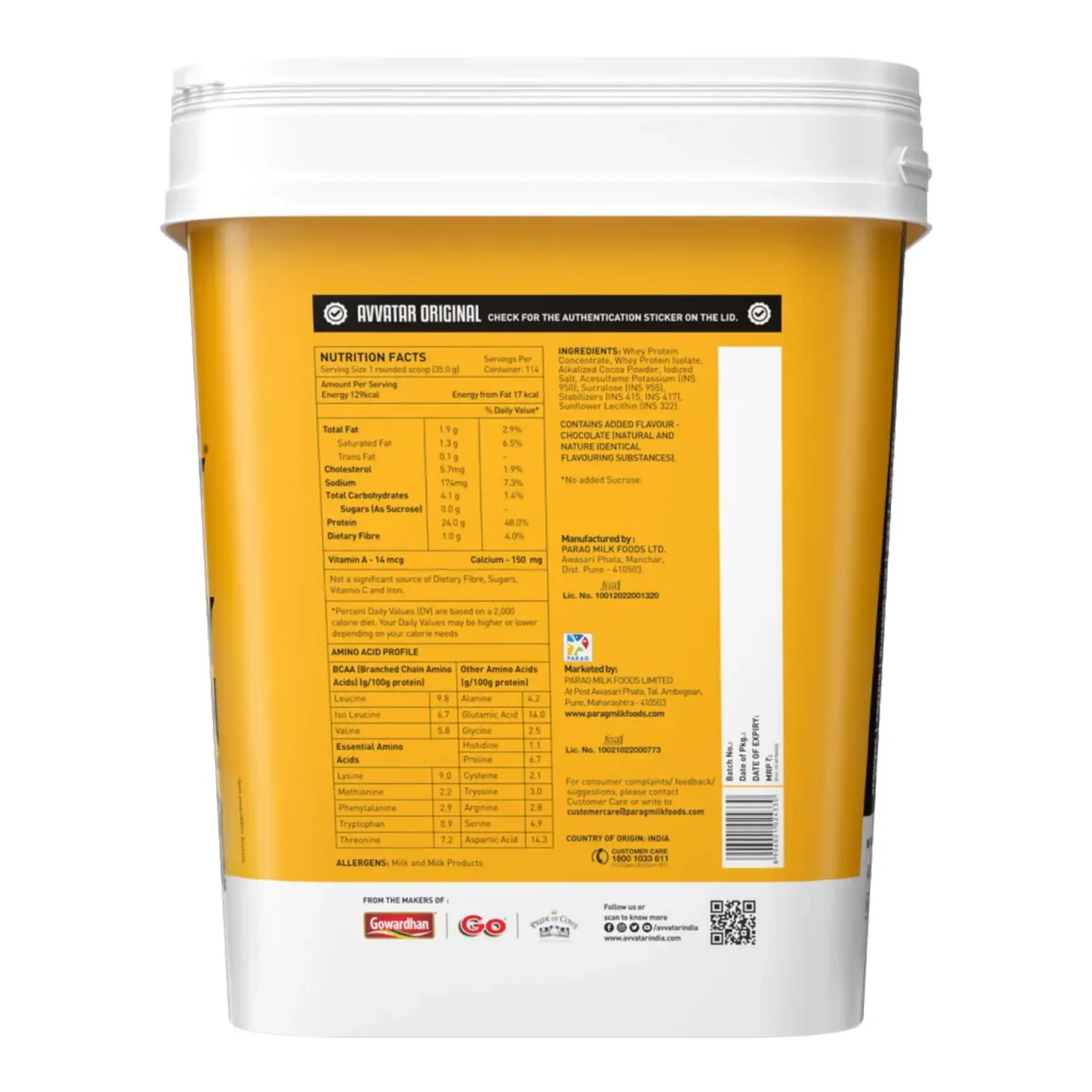 Avvatar whey protein 4kg belgian chocolate