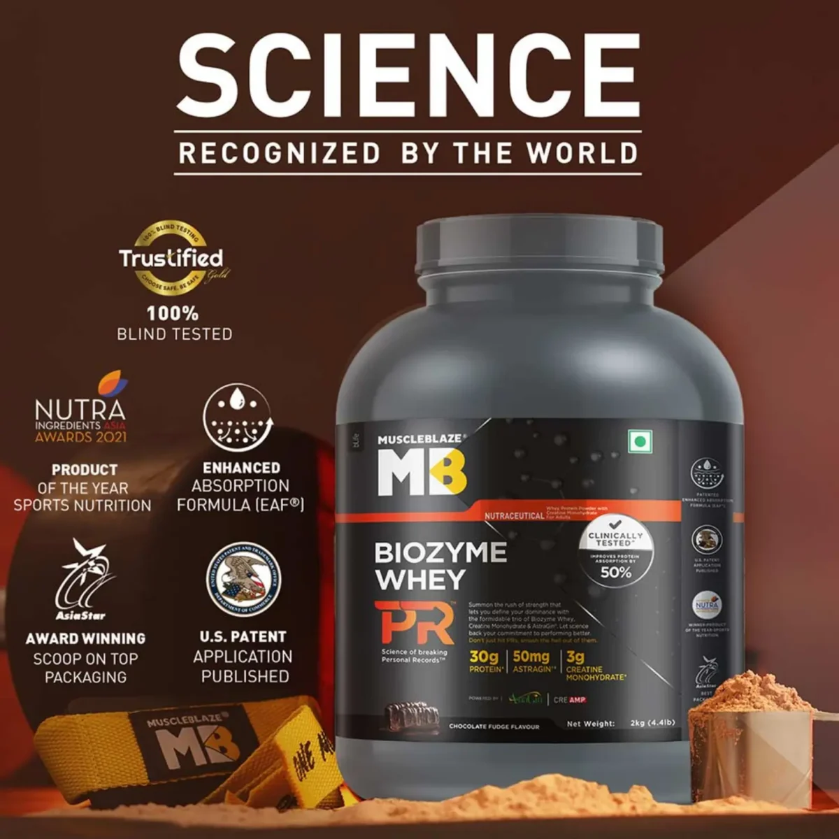 MuscleBlaze Biozyme Whey Performance PR, 2 kg (4.4 lb), Chocolate Fudge