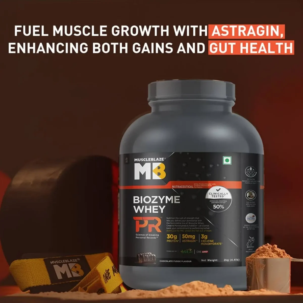 MuscleBlaze Biozyme Whey Performance PR, 2 kg (4.4 lb), Chocolate Fudge