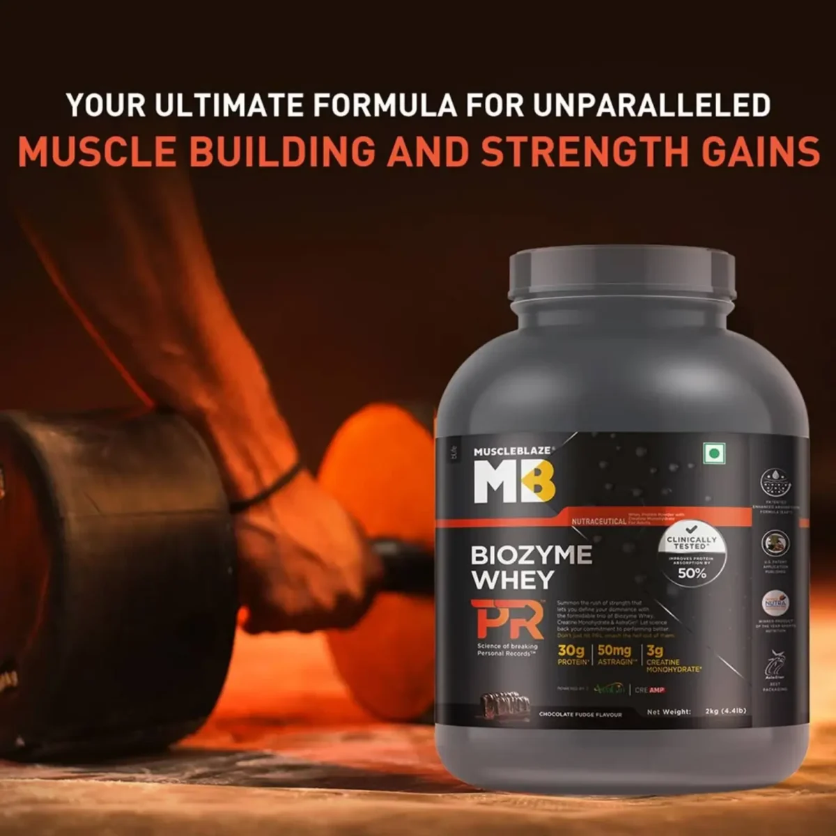 MuscleBlaze Biozyme Whey Performance PR, 2 kg (4.4 lb), Chocolate Fudge