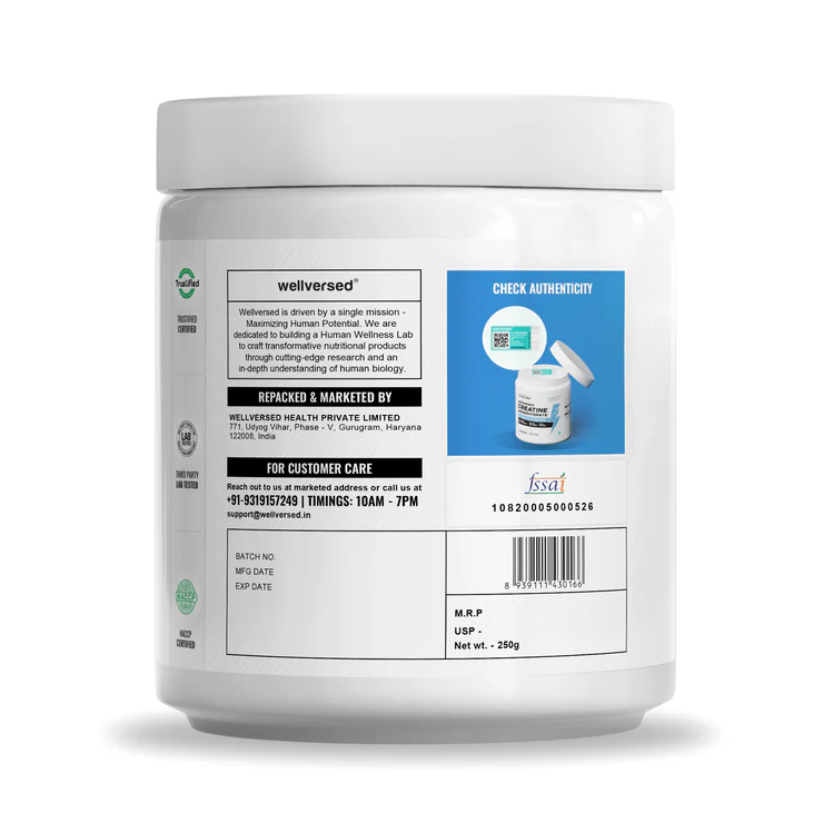 Wellversed Wellcore Micronised Creatine Monohydrate 250g Unflavored
